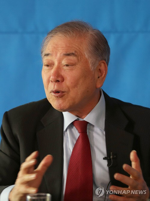 발언하는 문정인 특보[연힙뉴스 자료사진]